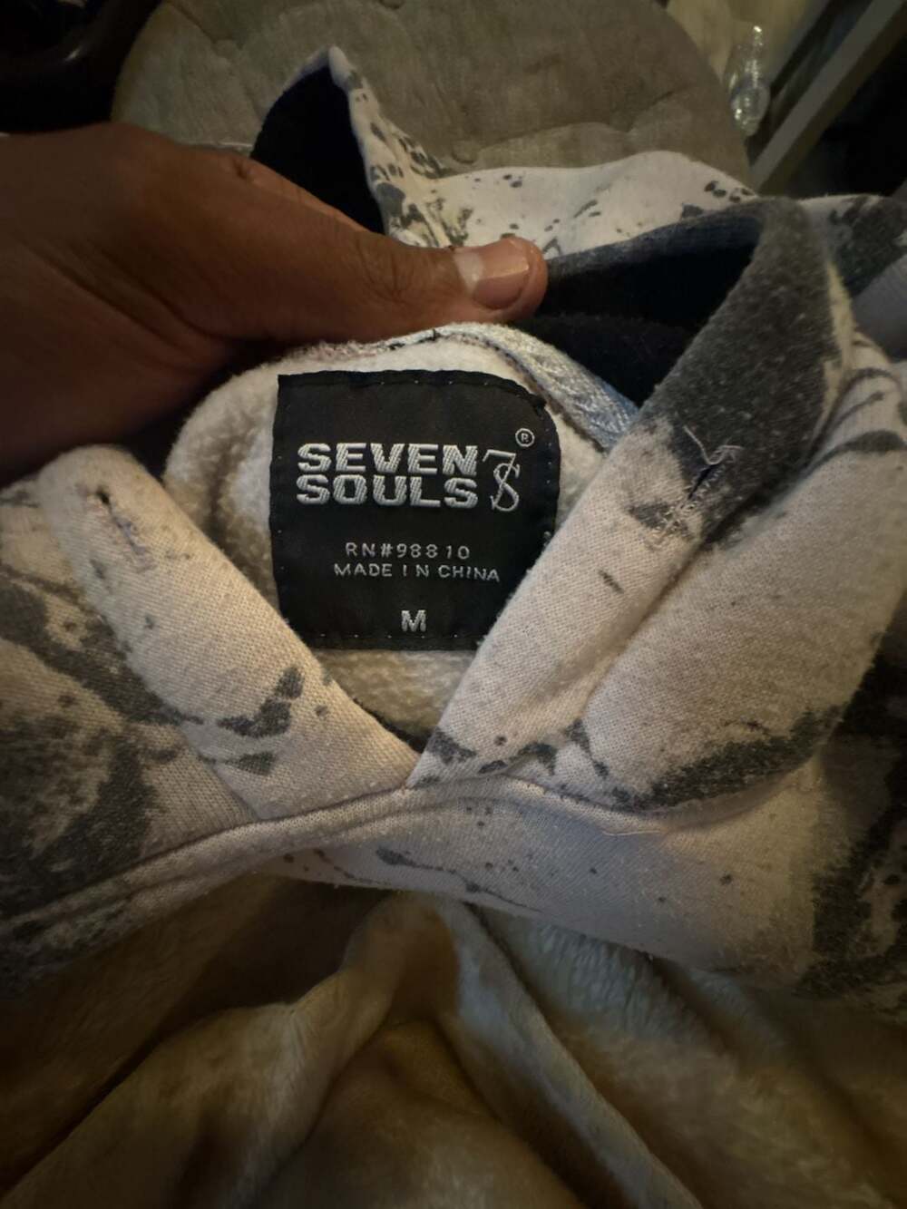 Seven Souls DRIP Marbled Print Pullover Hoodie